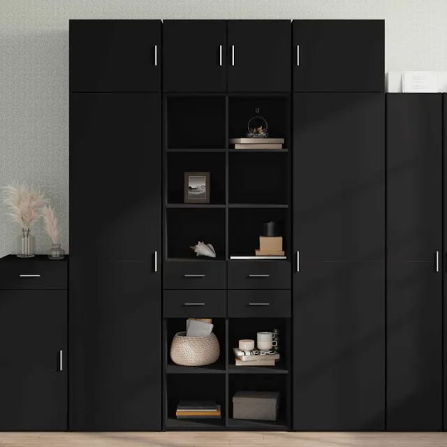 vidaXL Hoge kast 70x42,5x185 cm bewerkt hout zwart, foto 2