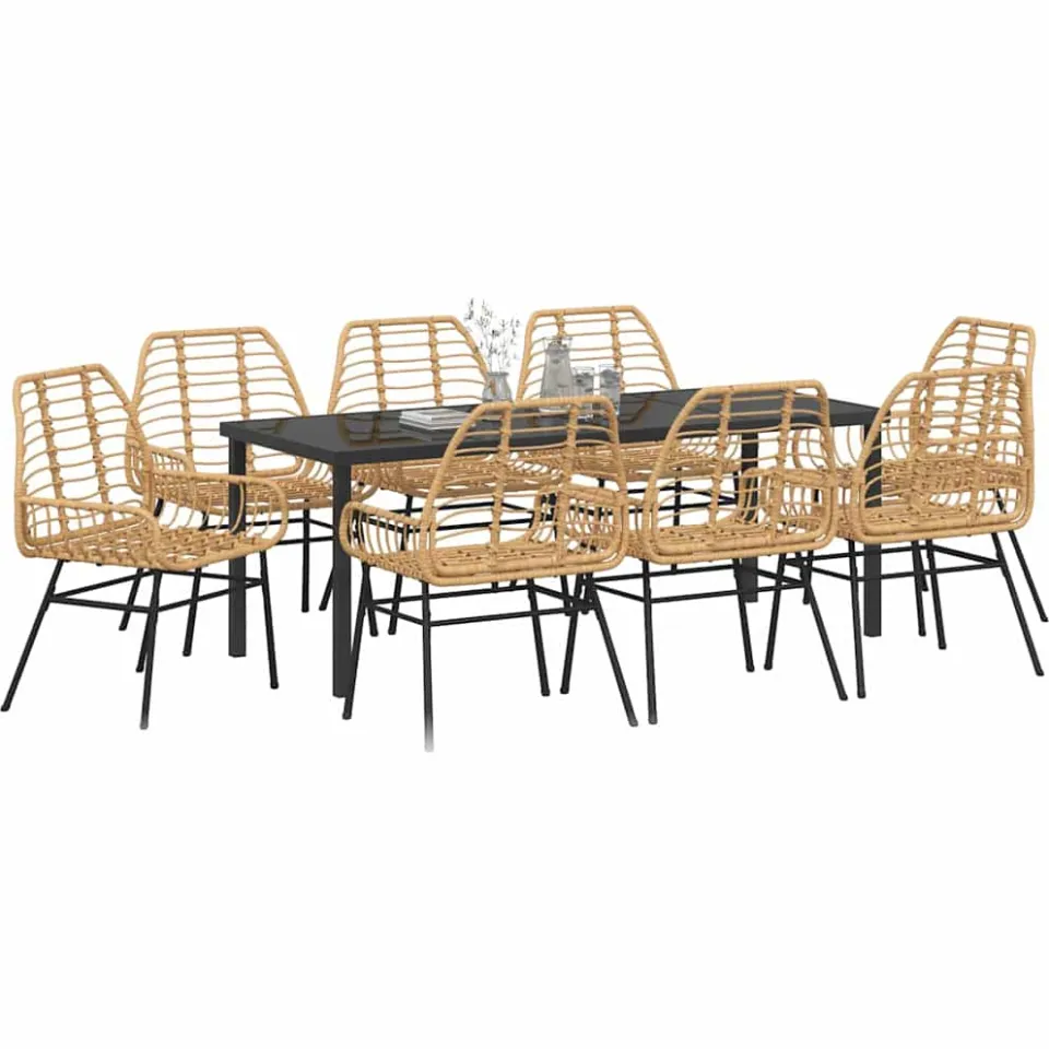 vidaXL Tuin eettafelset 9 st Bruin poly rattan