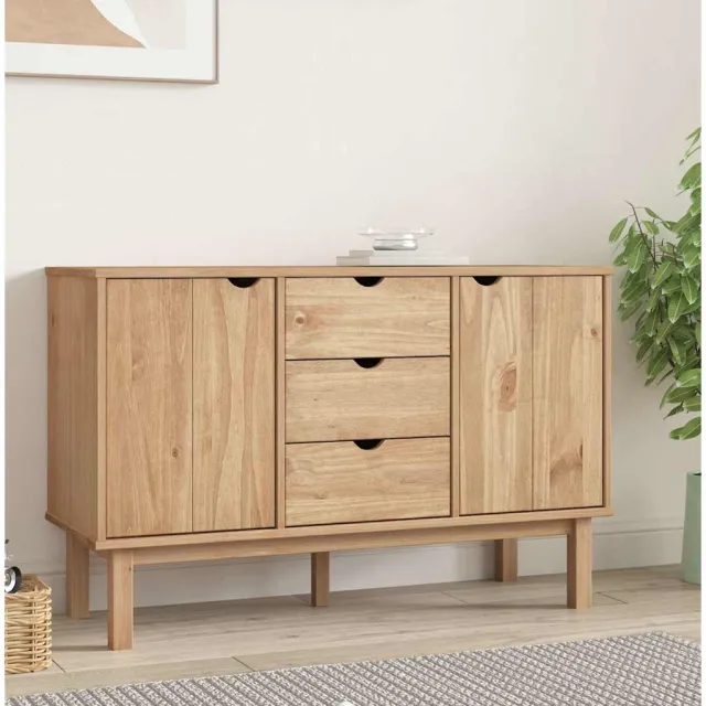 vidaXL Dressoir OTTA 113,5x43x73 cm massief grenenhout bruin, foto 2