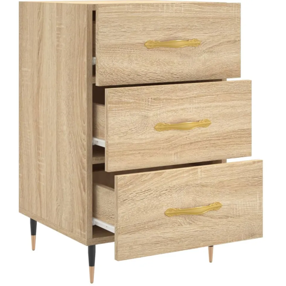 vidaXL Nachtkastje 40x40x66 cm bewerkt hout sonoma eikenkleurig, foto 4