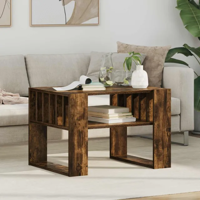 vidaXL Salontafel Gerookt eiken 66 x 49,5 x 45 cm Bewerkt hout Bruin