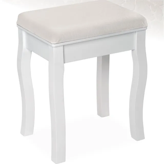 Tectake Make-upkruk - schminkkruk - gestoffeerde zitting - Wit, Elegant Ontwerp - Afmetingen Ca. 40 x 30 x 51 cm (LxBxH)