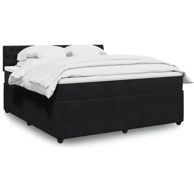 vidaXL Boxspring met matras fluweel zwart 180x200 cm
