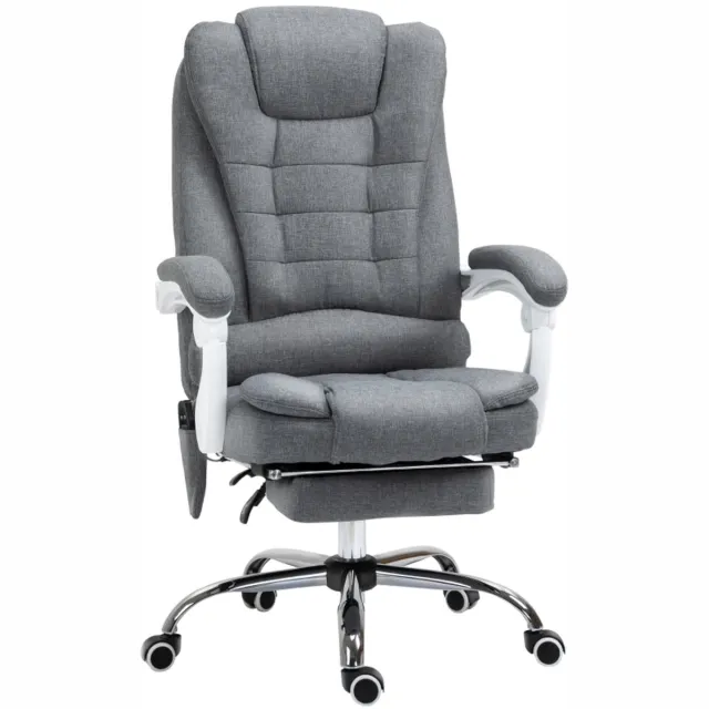 Clruro Bureaustoel - Massage en Verwarming - Draaibaar en Verstelbaar - 120 kg - Grijs