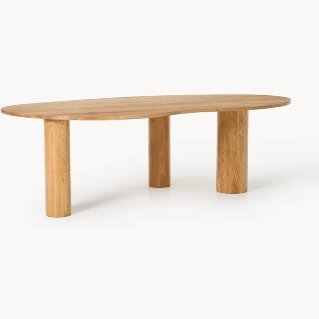 Westwing Collection Eettafel Naruto van eikenhout in organische vorm, in verschillende formaten Beige