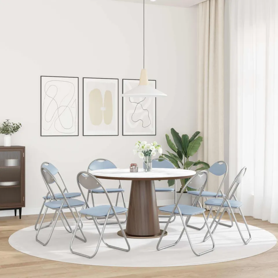 vidaXL Inklapbare stoel 8 st Nep Leer Grijs 48 x 43,5 x 81 cm, foto 4