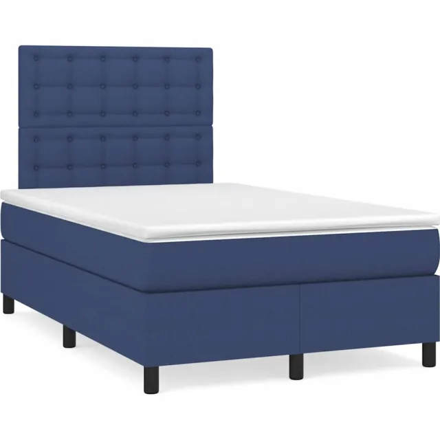 vidaXL Boxspring met matras en LED stof blauw 120x190 cm