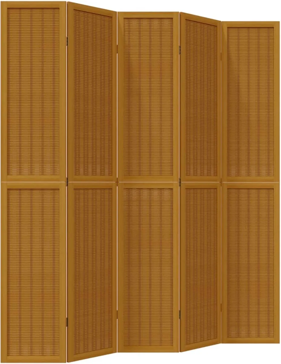 vidaXL Kamerscherm met 5 panelen massief paulowniahout bruin, foto 3