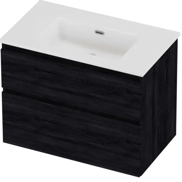 Proline Tribute Badmeubelset Porselein Elegant Zonder Kraangat 80x46x62 cm Glans Wit Black Oak
