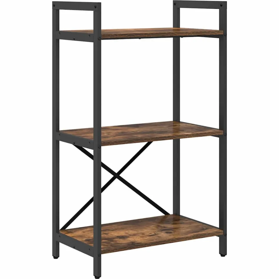 vidaXL Boekenkast 3-laags 56 x 34 x 96 cm Bewerkt hout Gerookt eiken, foto 3