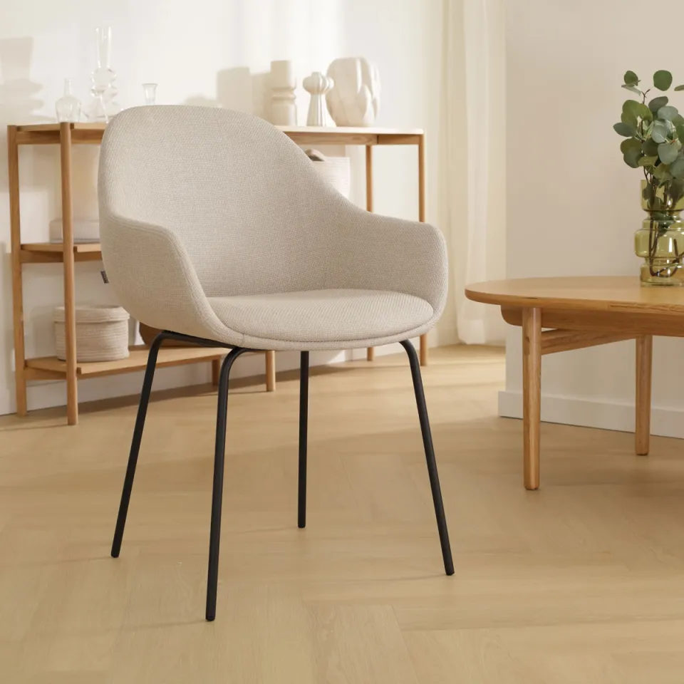 Nolon Nora-Mae eetkamerstoel beige - zwart onderstel, foto 2