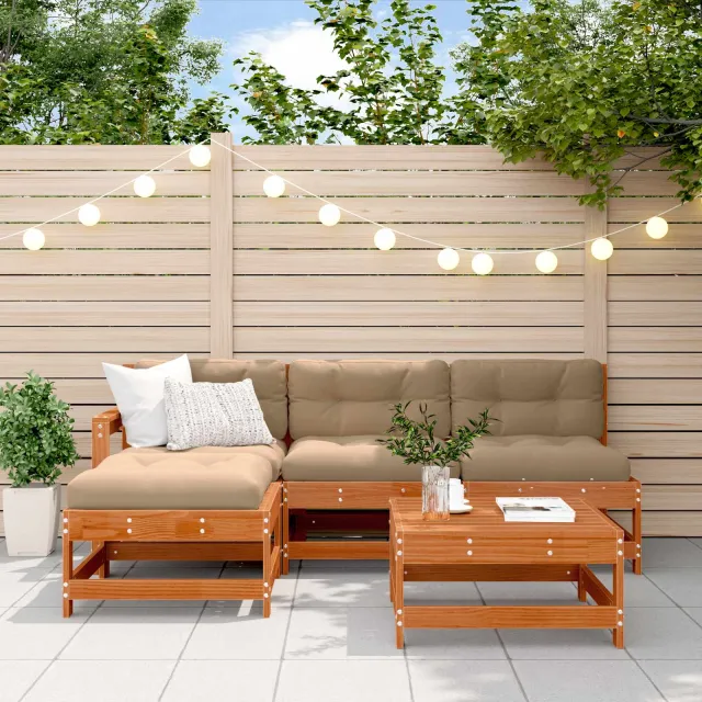 vidaXL Tuin loungeset 5 st Wasbruin Massief grenenhout bruin, foto 2