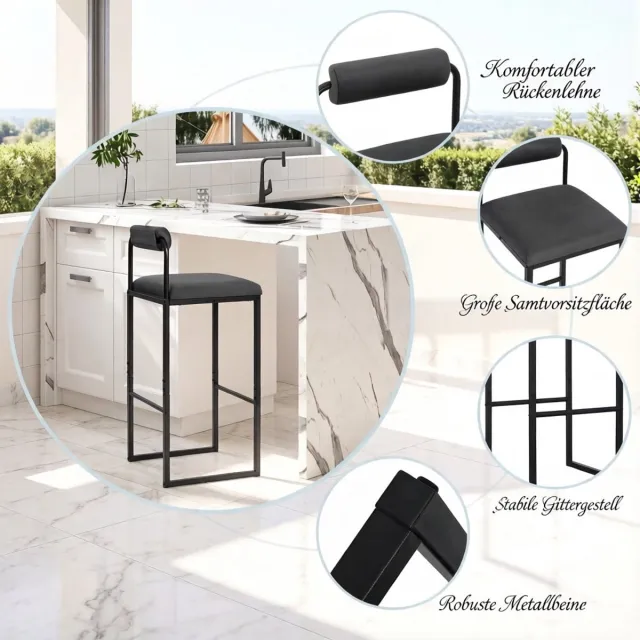 YYchan barkruk - 2-delige set - grijs - 38,5 x 39 x 95,5 cm