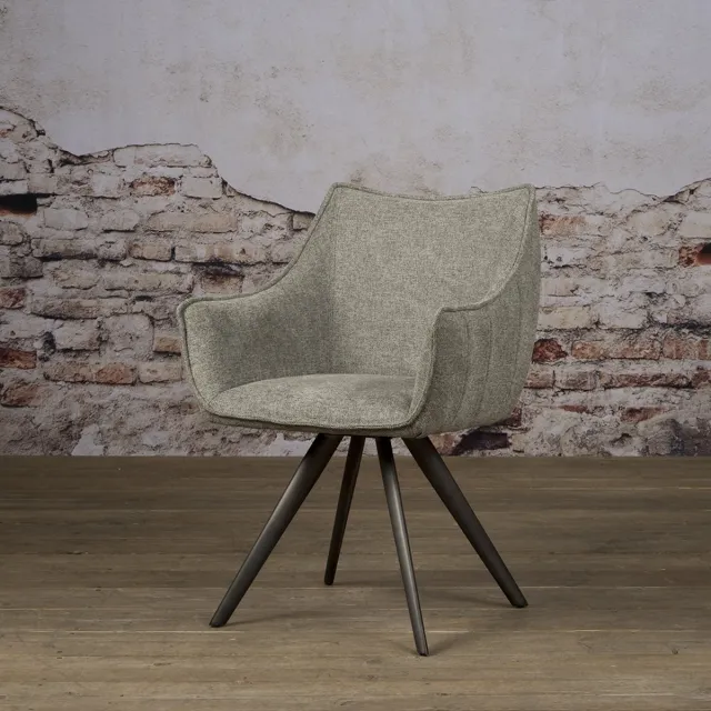 sidd Riviera swivel armchair - fabric Brego 09 middle grey Grijs