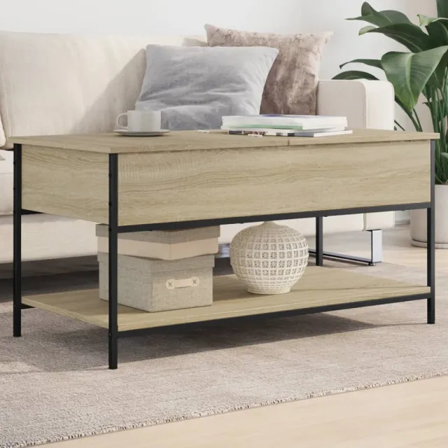 vidaXL Salontafel 100x50x50 cm bewerkt hout en metaal sonoma eiken, foto 2