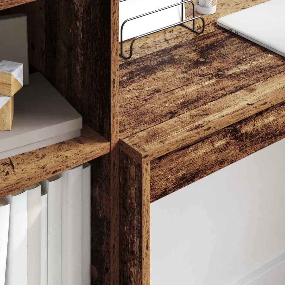 vidaXL Bureau Oudhout 145,5 x 40 x 127 cm 2 st bruin, foto 4