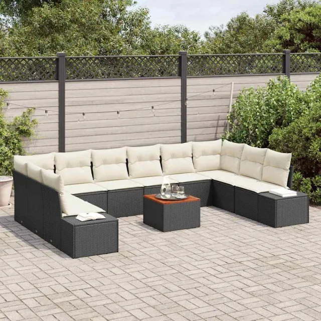 vidaXL Tuin Sofa Set 11 st Zwart en wit, foto 3