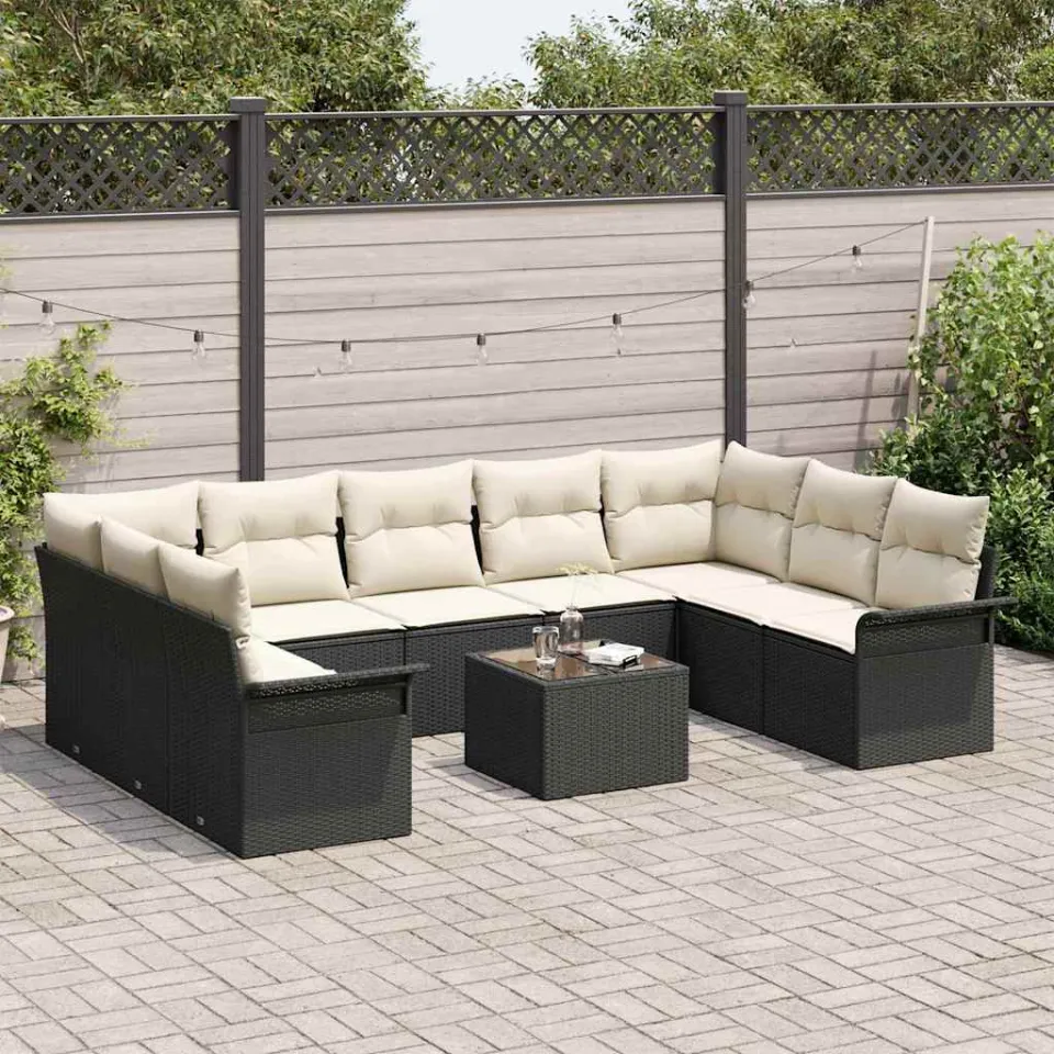 vidaXL Tuin Sofa Set 10 st Bruin poly rattan, foto 3