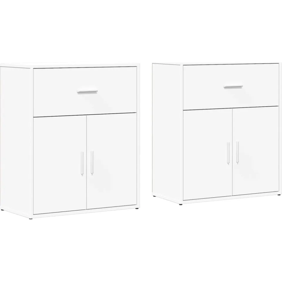 vidaXL Dressoirs 2 st 60x31x70 cm bewerkt hout wit
