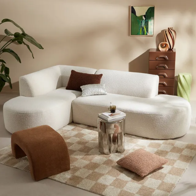 NOUS Living bouclé hoekbank Arles hoek links - crème
