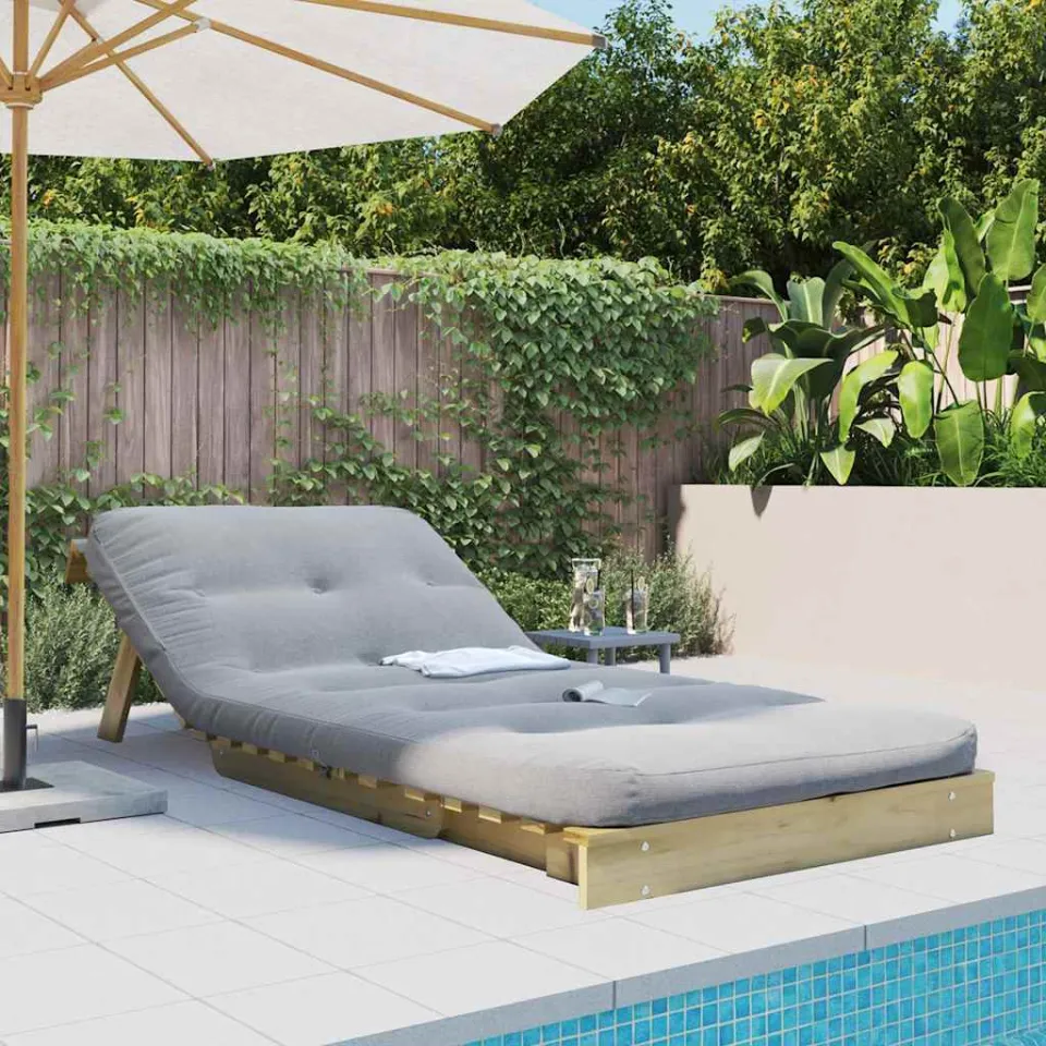 vidaXL Futon slaapbank met matras 80x206x11 cm grenenhout wasbruin bruin, foto 3