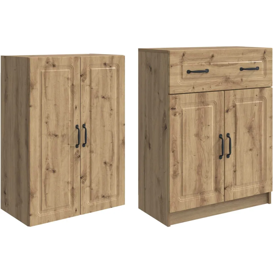 vidaXL Kastenset 2 st Bewerkt hout bruin, foto 3