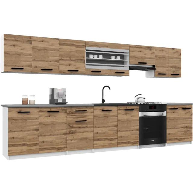 B BELINI GROUP BELINI Keukenblok ITALIA 3 - Keukenmeubel Set 320 cm Goudbruin met Werkbladen - Boven- en Onderkasten