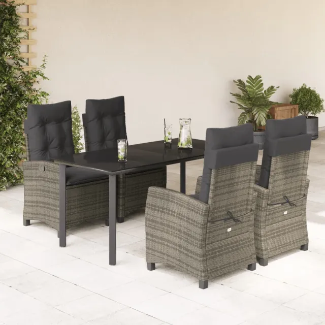 vidaXL 5-delige Tuinset met kussens poly rattan grijs, foto 2