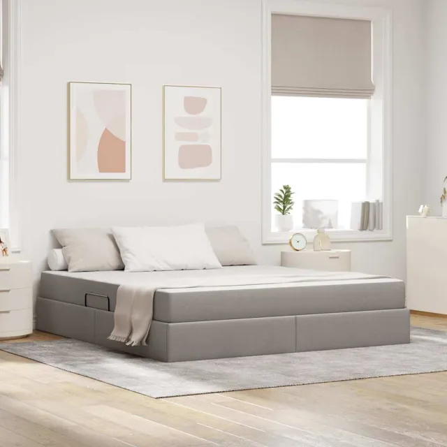 vidaXL Opbergbed met matras met opslag Taupe 180 x 200 cm Polyester