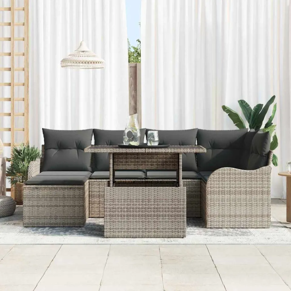 vidaXL Tuin Sofa Set 7 st Grijs [Synthetisch]: Poly Rattan, foto 3