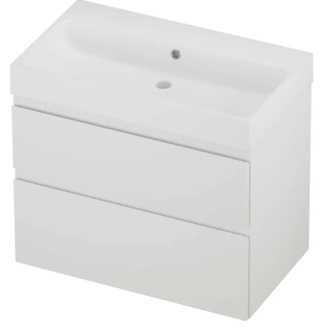 Proline Podium Badmeubelset Polystone Loft Zonder Kraangat 80x46x70 cm Mat White Mat Wit