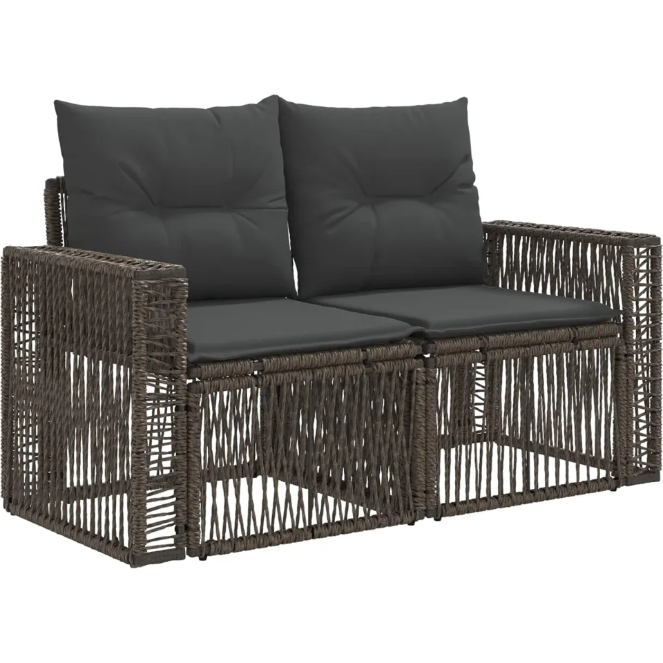 vidaXL Tuinbankenset 10 st 10-zits Grijs en Donkergrijs poly rattan