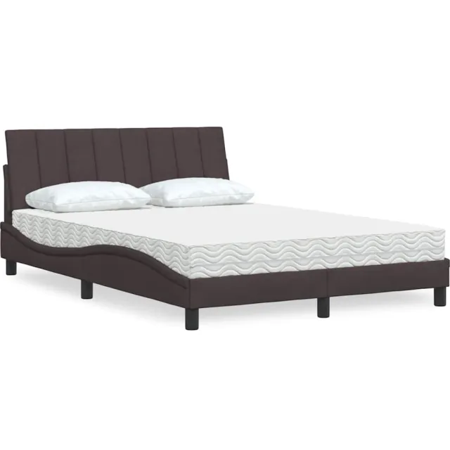 vidaXL Bed met matras "Hanko" stof donkerbruin 140x200 cm