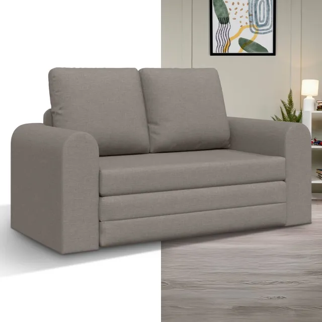 GranMaison Slaapbank - Uitklapbaar - Slaapstoel - Logeerbed - Zetelbed - Slaapfauteuil - Vouwbed - 2 persoons - Zeer comfortabel - Taupe