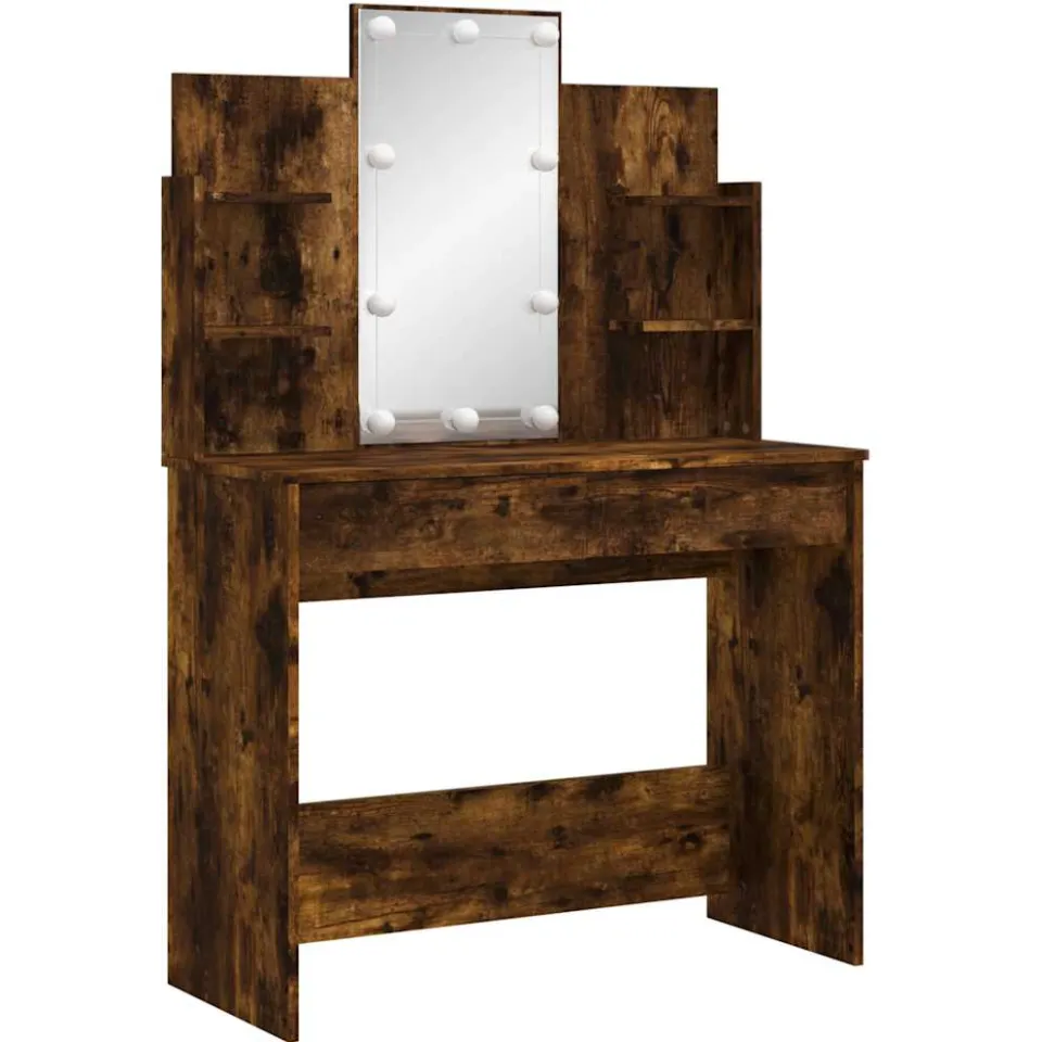 vidaXL Kaptafel met LED-verlichting 96x40x142 cm gerookt eikenkleurig Bruin