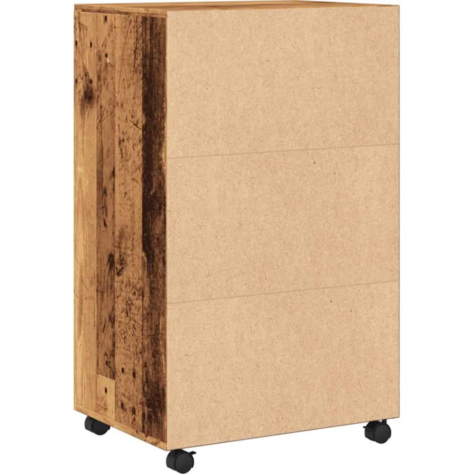 vidaXL Rolkast 55x40x91 cm bewerkt hout oud houtkleurig bruin, foto 4