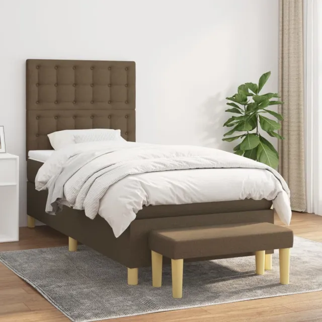 vidaXL Boxspring met matras stof donkerbruin 80x200 cm bruin