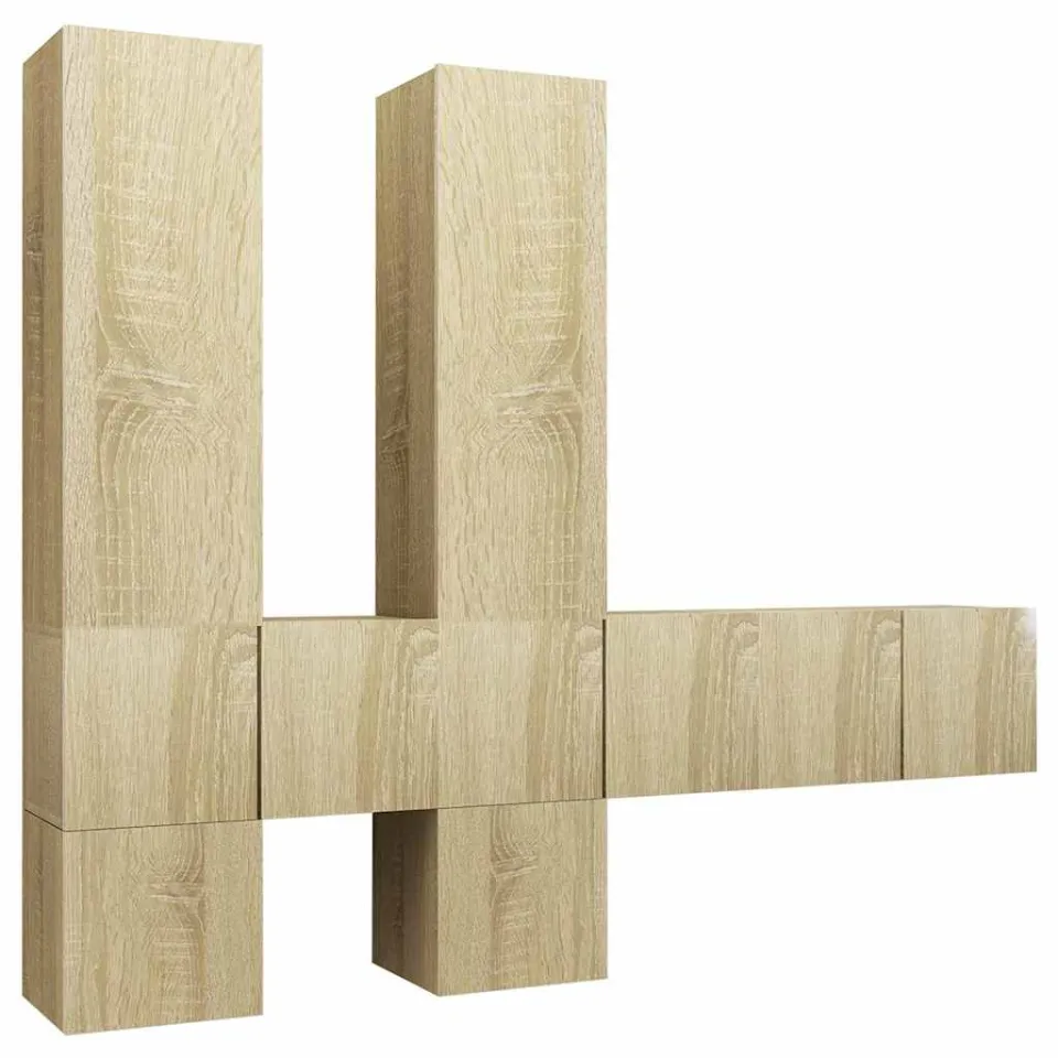 vidaXL 7-delige Tv-meubelset bewerkt hout sonoma eikenkleurig Bruin