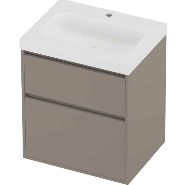 Proline Haga Badmeubelset Polystone Mezza 1 Kraangat Greeploos 60x46x73 cm Mat White Clay Beige