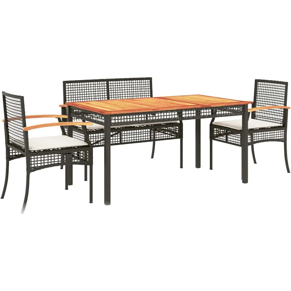vidaXL 5-delige Tuinset met kussens poly rattan zwart, foto 3