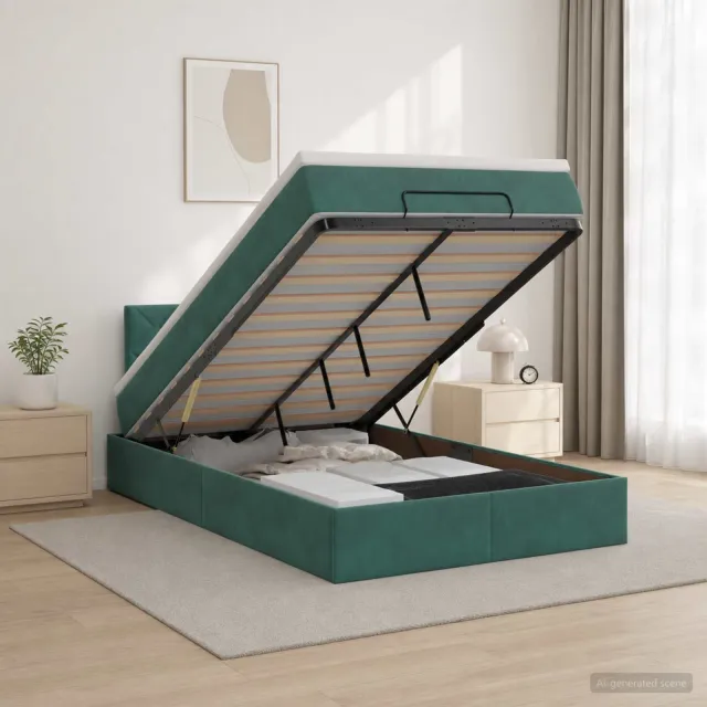 vidaXL Ottoman bed met matras Donkergroen 120 x 200 cm Fluweel