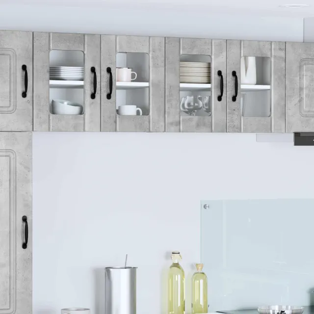 vidaXL Wandglas cabinet LUCCA Betongrijs 60 x 31 x 40 cm Bewerkt hout