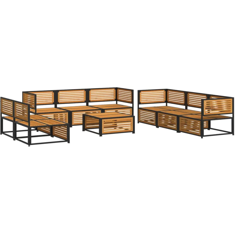 vidaXL 9-delige Loungeset met kussens massief acaciahout Bruin