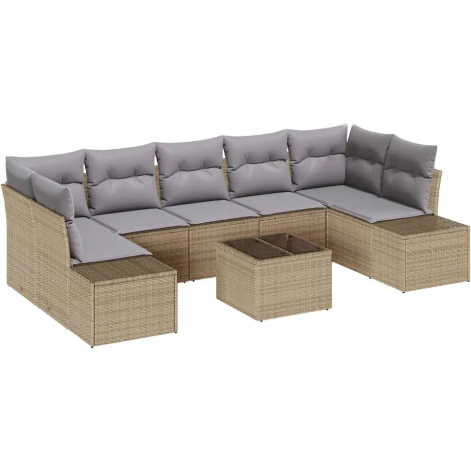 vidaXL Tuin Sofa Set 8 st Beige poly rattan