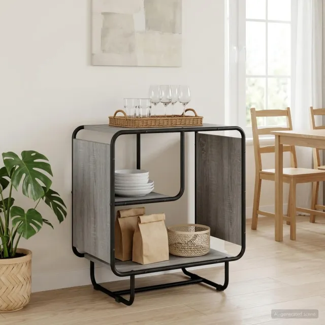 vidaXL Dressoir Grijs Sonoma 60 x 37.5 x 64.5 cm Bewerkt hout, foto 2