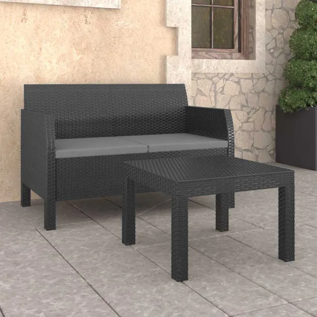 vidaXL 2-delige Loungeset met kussens PP rattan antracietkleurig, foto 2