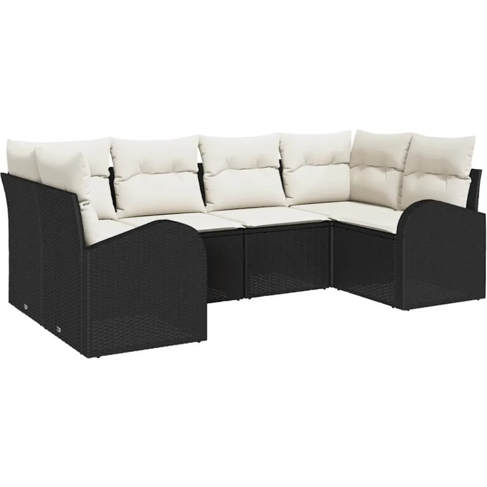 vidaXL Tuin Sofa Set 6 st 6-zits Zwart poly rattan