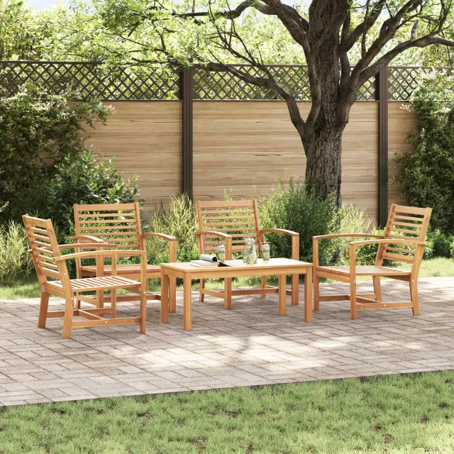 vidaXL Tuinbankenset 5 st Naturel Massief Teakhout, foto 2