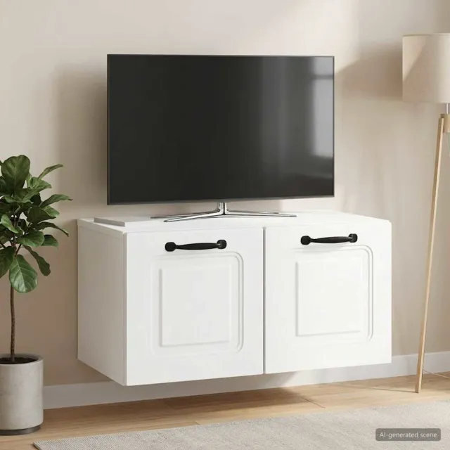 vidaXL Wandbeugel TV-kast Wit 59,5 x 31 x 30 cm Bewerkt hout