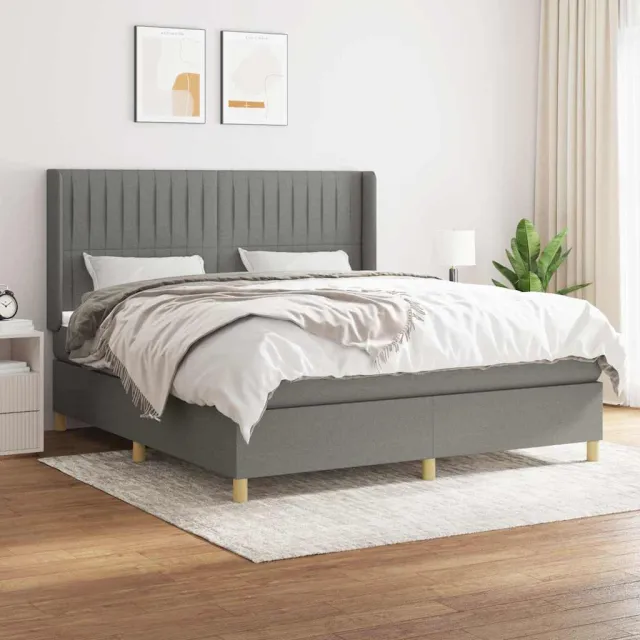 vidaXL Boxspring met matras stof donkergrijs 160x200 cm grijs